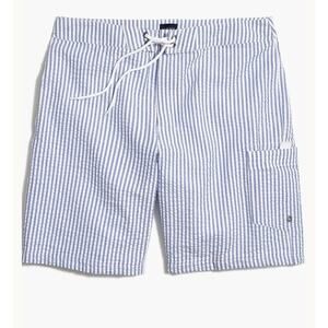 J CREW Blue and White Striped Seersucker Mens BoardShorts Size 38